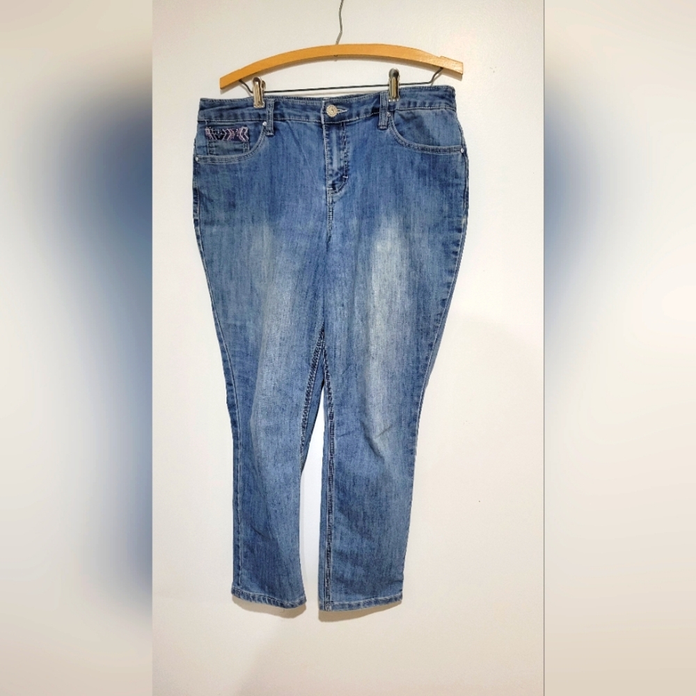 Christopher & Banks Womens Denim Purple Jeweled Studded Pocket Design Jeans 12P